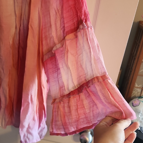 Zac & Rachel Pink Bell Sleeve Ruffled Blouse - Picture 4 of 4